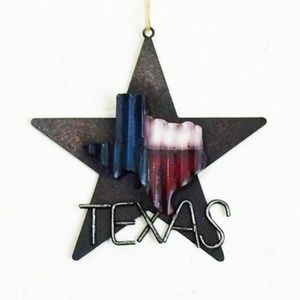 Rustic Western Lone Star 3-D Texas Map - Metal Tin